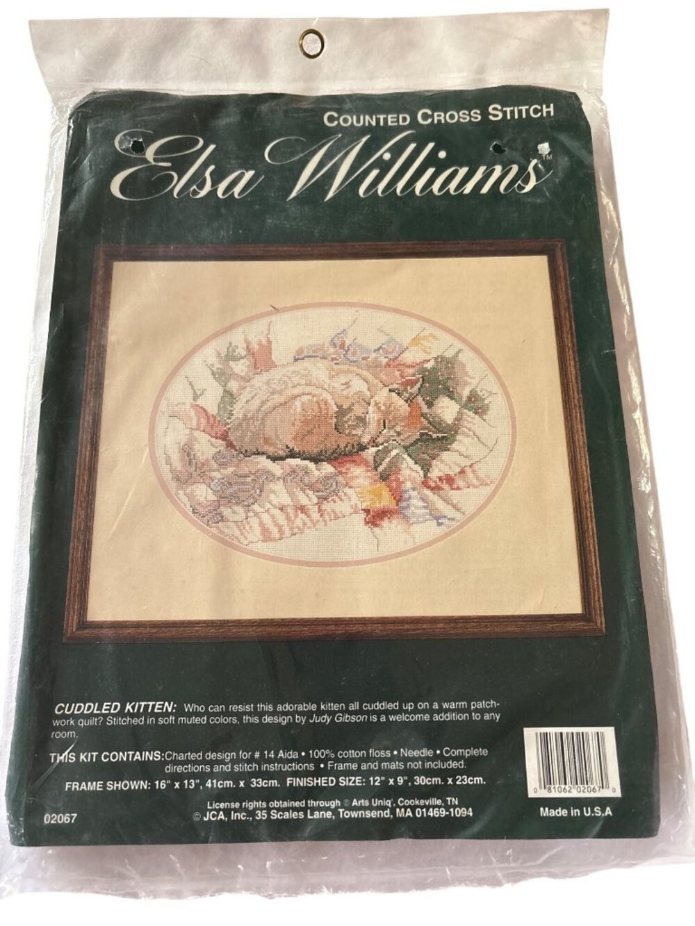Elsa Williams Counted Cross Stitch Kit Cuddled Kitten Judy Gibson USA Made